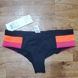 Lole Black and Pink Bikini Bottom with Orange Accents